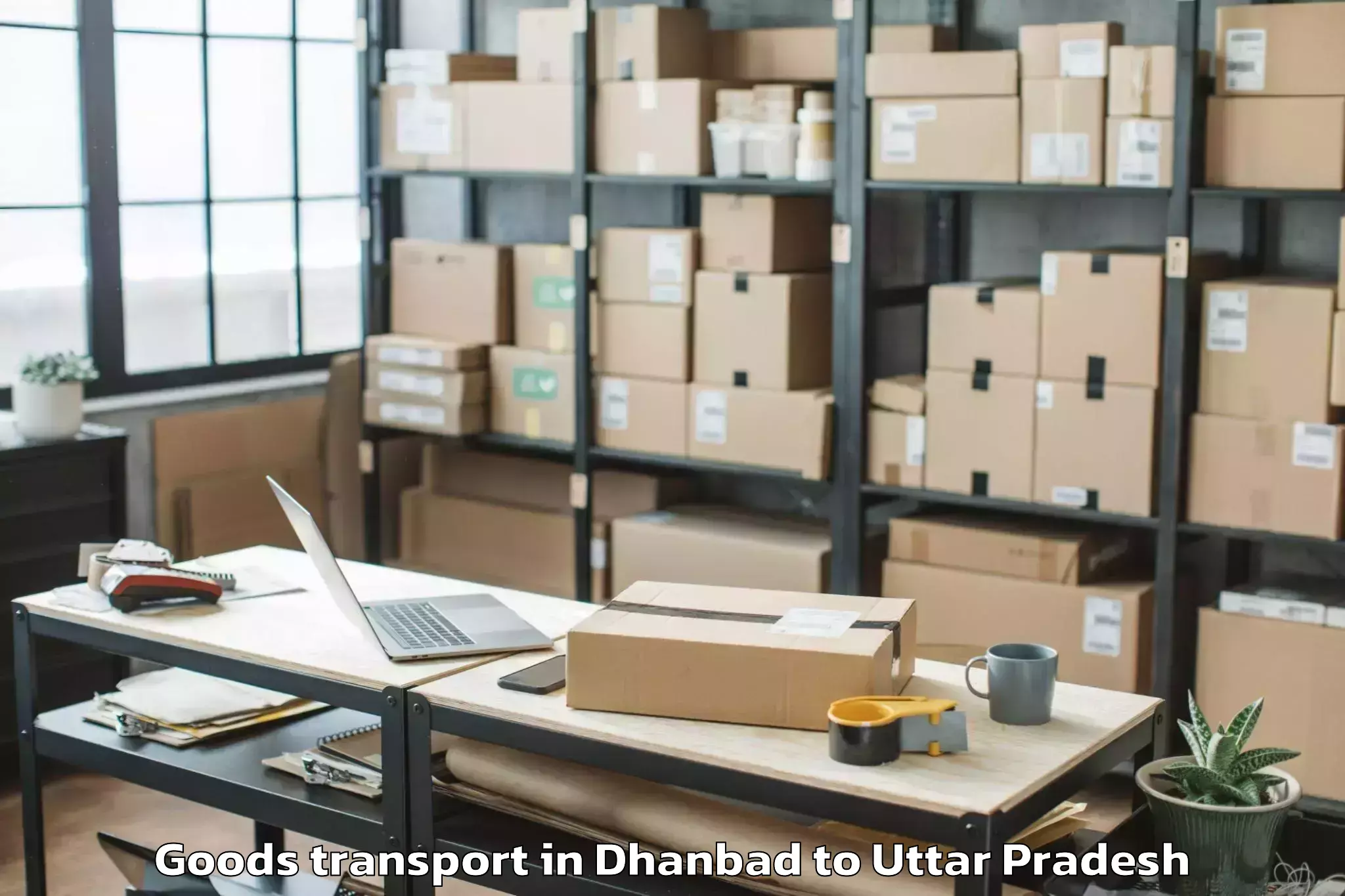 Easy Dhanbad to Malihabad Goods Transport Booking